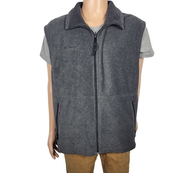 Columbia Men's Full Zip Dark Grey Fleece Vest in a Size XL - Picture 1 of 12
